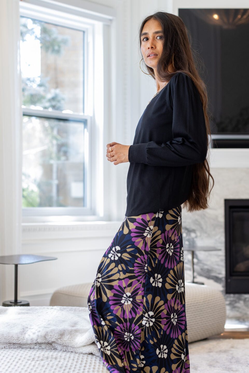 Chandail Bécancour – Noir – vue de trois-quarts – Rien ne se perd, tout se crée