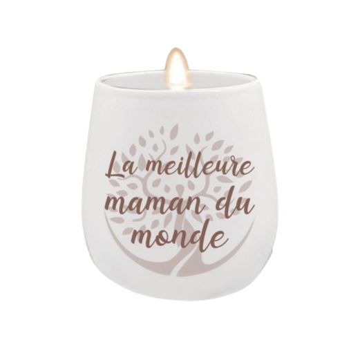 Chandelle InnerVoice portant le message « La meilleure maman du monde » en français.