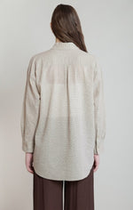 Chemise texturée surdimensionnée Dex, coloris beige, vue de dos