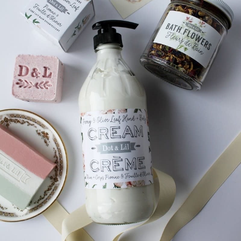 Crème à mains Dot & Lil avec pot et emballage
