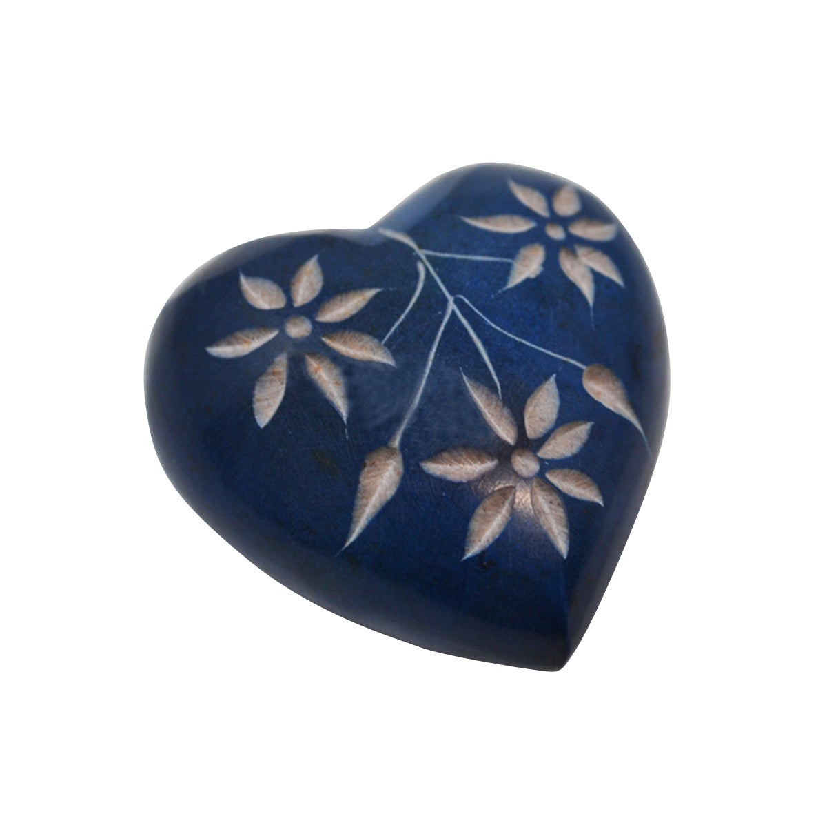 Cœur gravé Fleur en pierre à savon