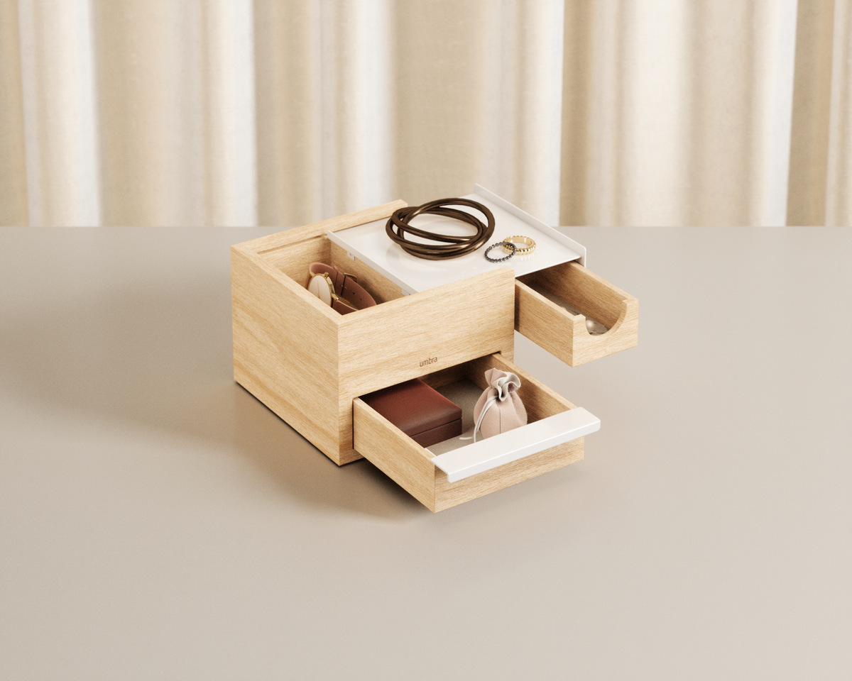 Coffret à bijoux Mini Stowit Umbra – Blanc et naturel – autre vue