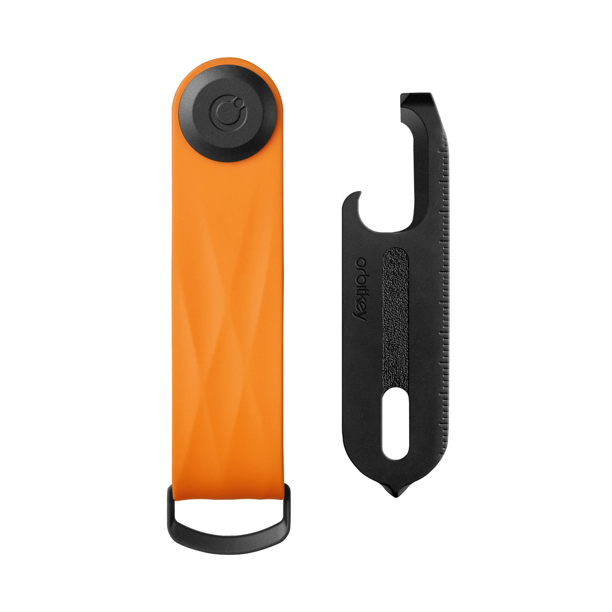 Coffret Active et outil multifonction Orbitkey — organiseur orange fermé avec outil noir