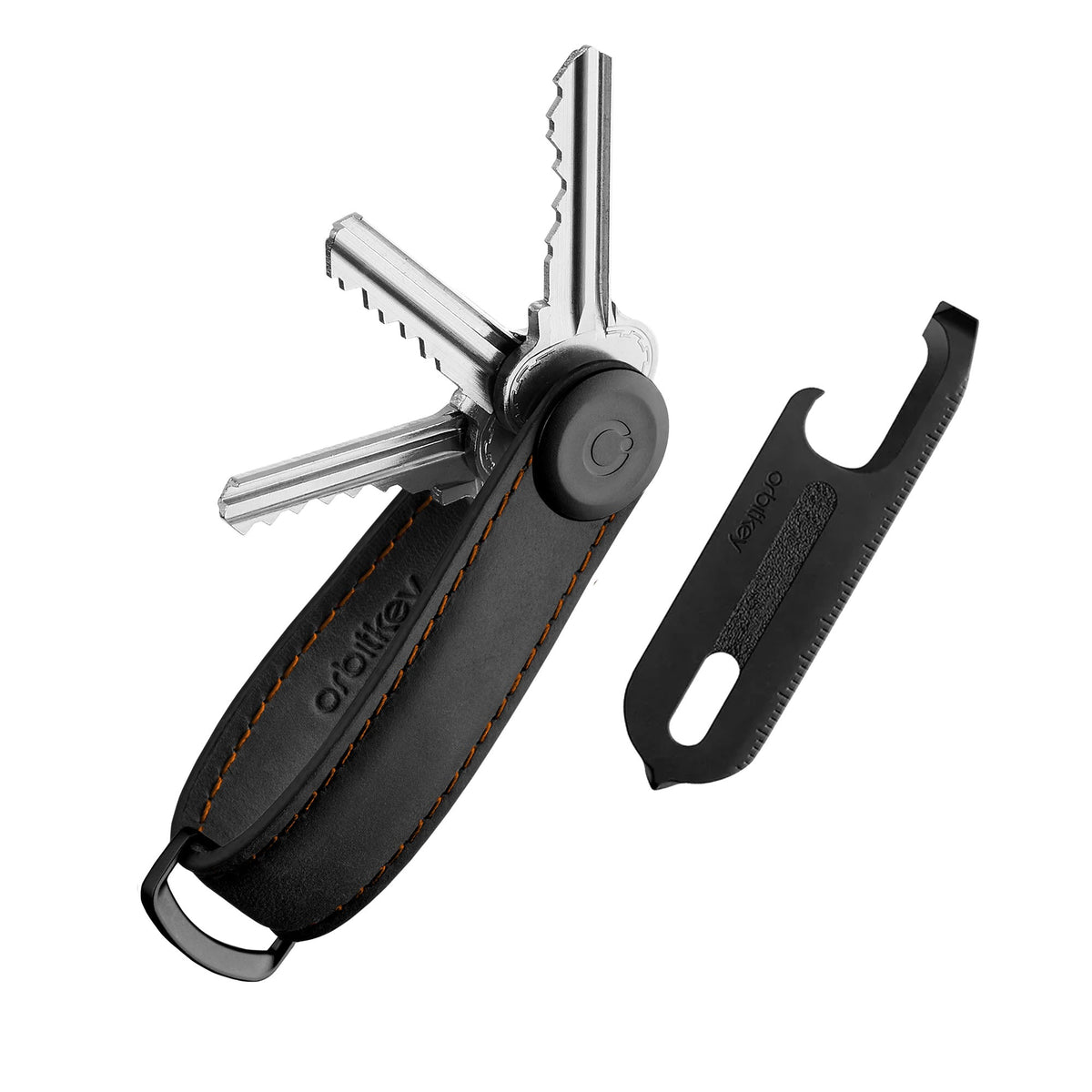 Coffret Crazy Horse et outil multifonction Orbitkey — organiseur noir avec clés et outil noir