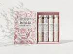 Coffret de quatre laits de bain – 4 × 75 g de Dot & Lil – présentation du produit