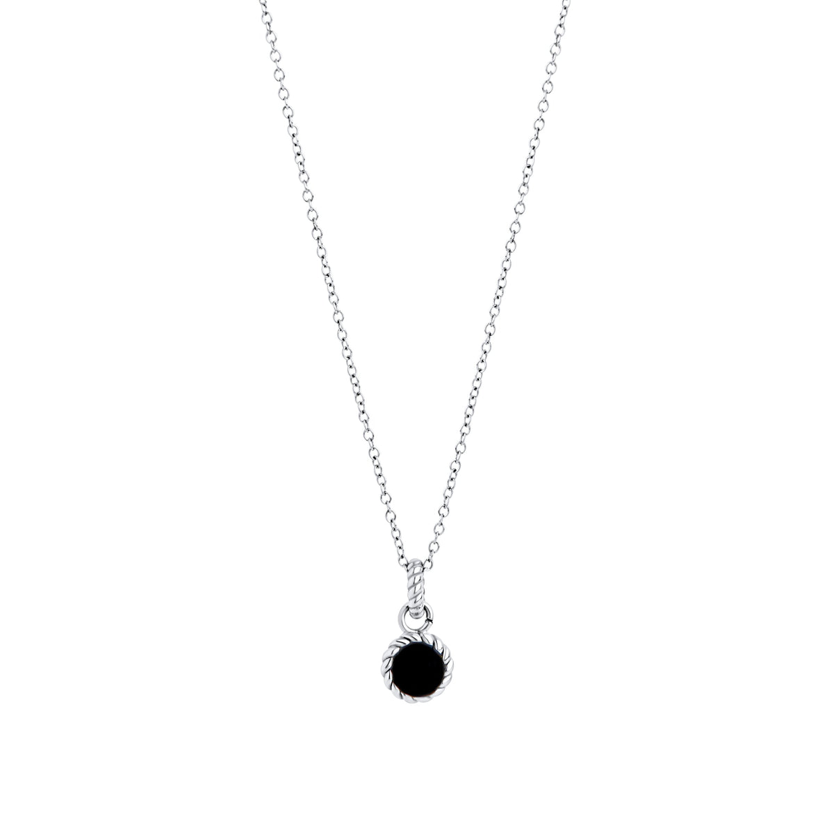 Collier pendentif Ines de Mia, fini argenté et noir