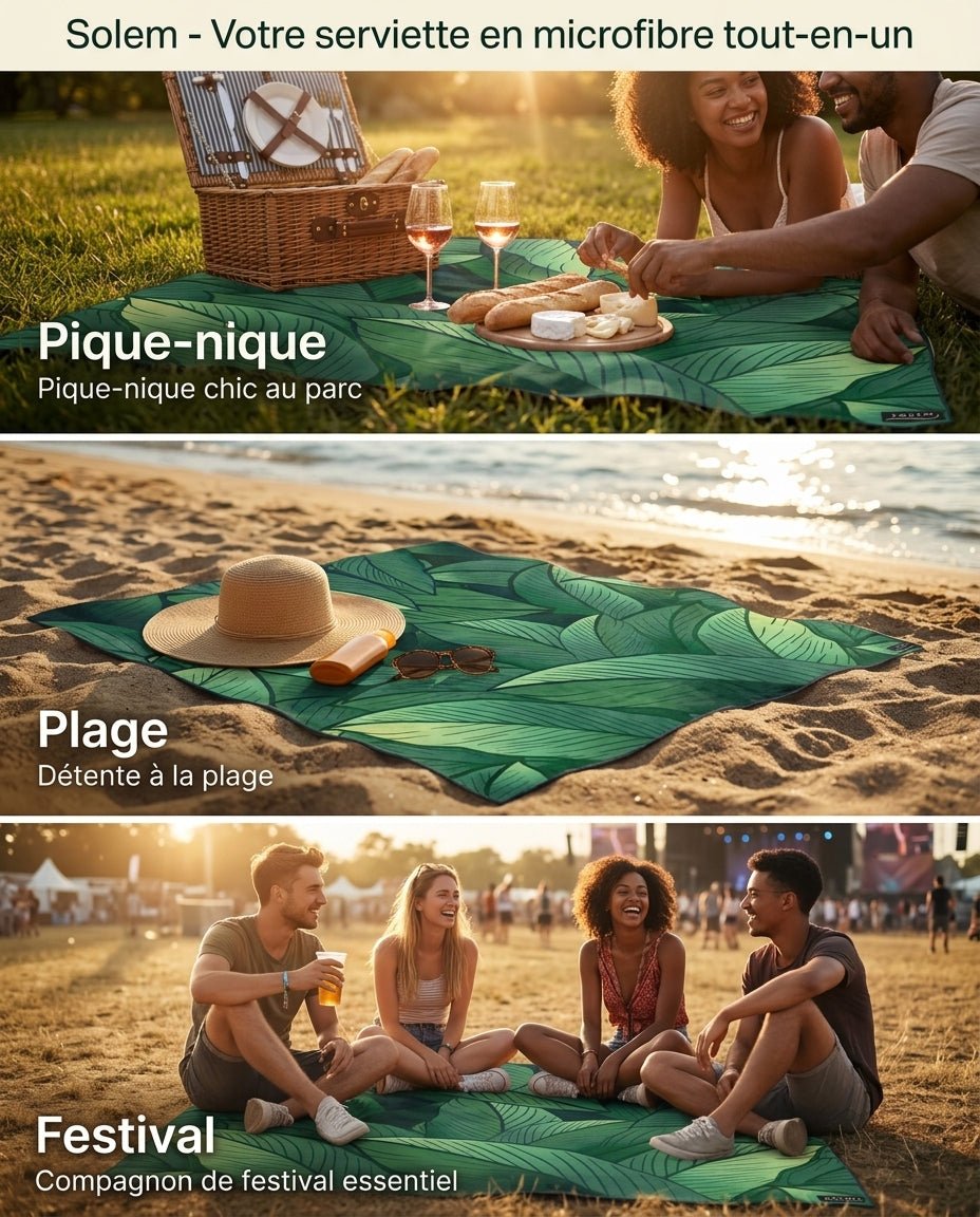 Couverture de plage Solem Grandeur Nature, utilisations en pique-nique et en plein air