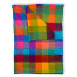 Couverture double à franges en mélange d’alpaga – Carreaux multicolores – Pokoloko