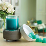 Diffuseur de cire 2 en 1 – Gris texturé de Candle Warmers en situation dans un décor intérieur