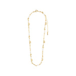Collier doré à petits éléments espacés, présenté à plat