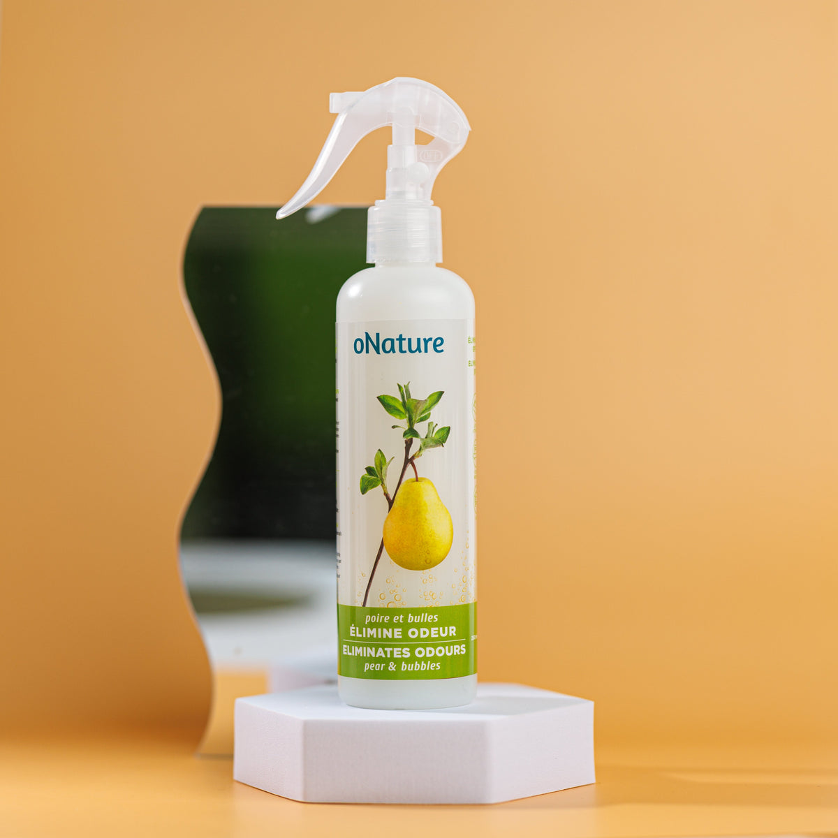 Éliminateur d’odeurs oNature – Poire et bulles – 250 ml — présentation du produit