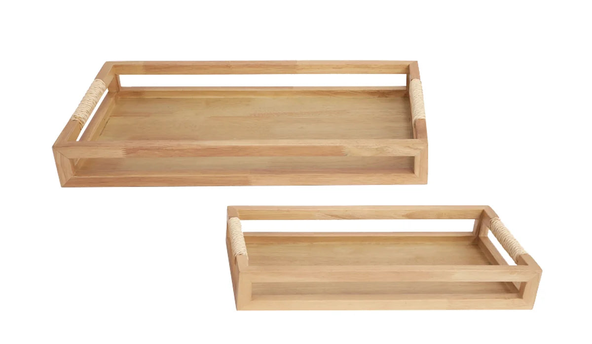 Ensemble de 2 plateaux de service en bois