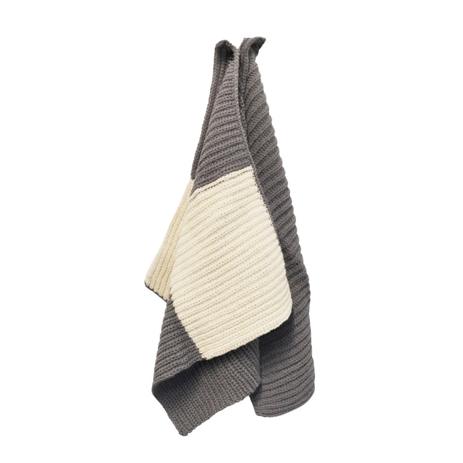 Ensemble de 2 torchons gris et crème