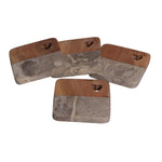 Ensemble de 4 sous-verres Léopard en bois et marbre