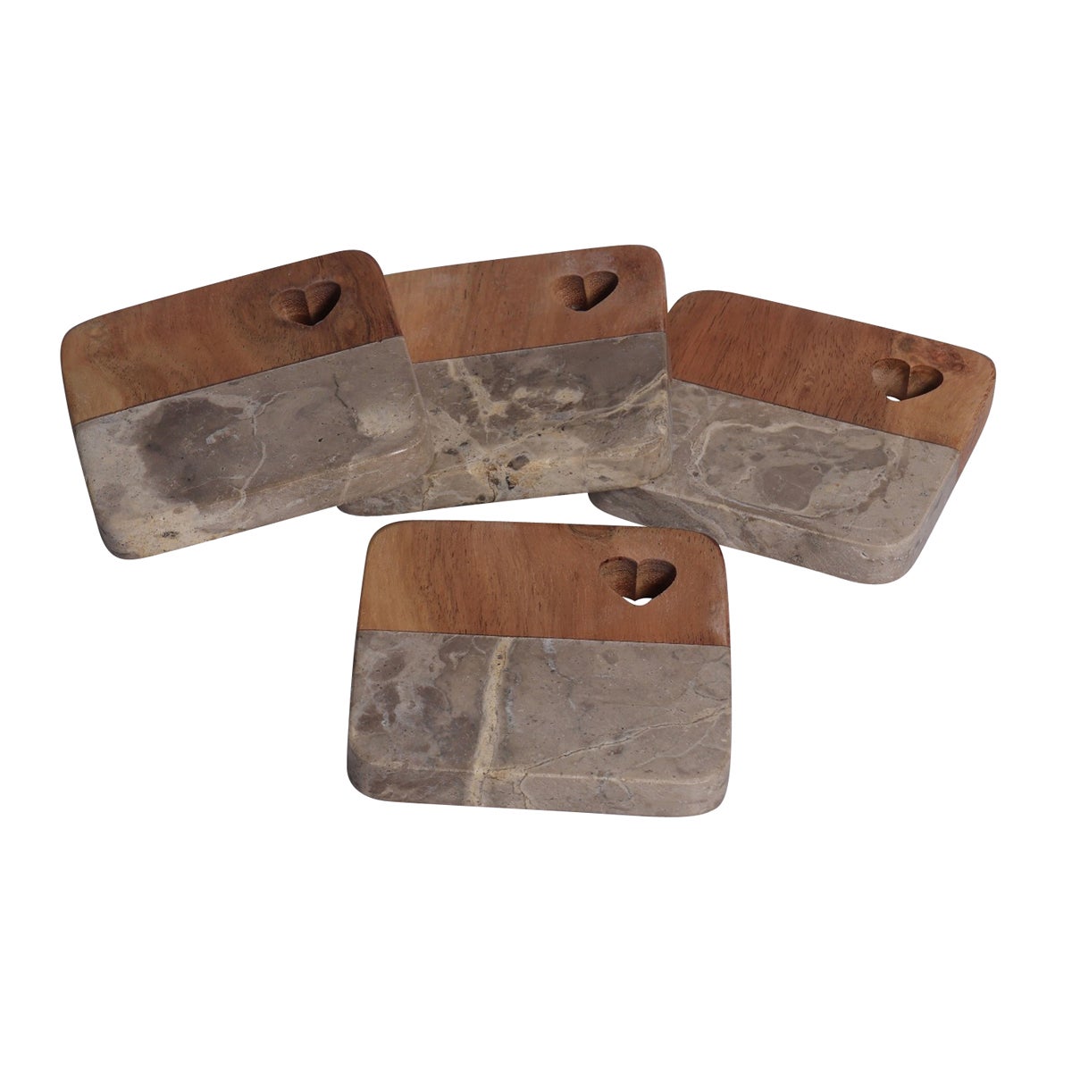 Ensemble de 4 sous-verres Léopard en bois et marbre