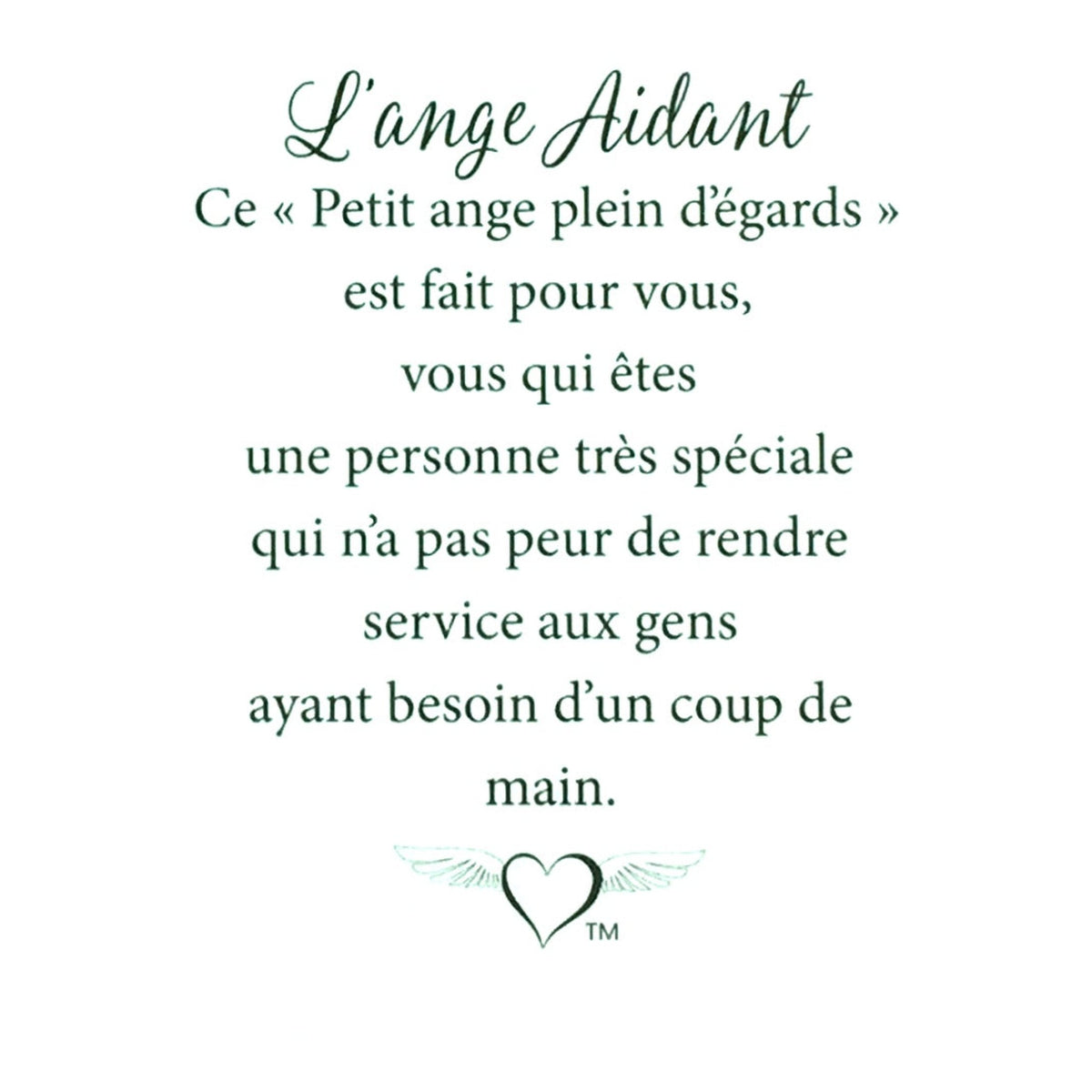 Message en français sur la carte de l’épinglette « Aidant ».