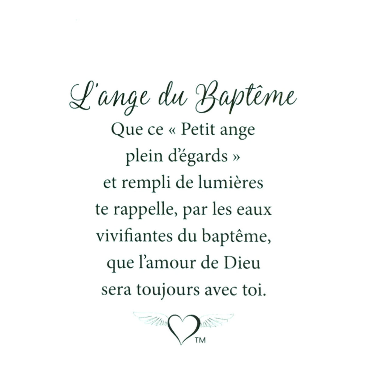 Message en français sur la carte de l’épinglette « Baptême ».