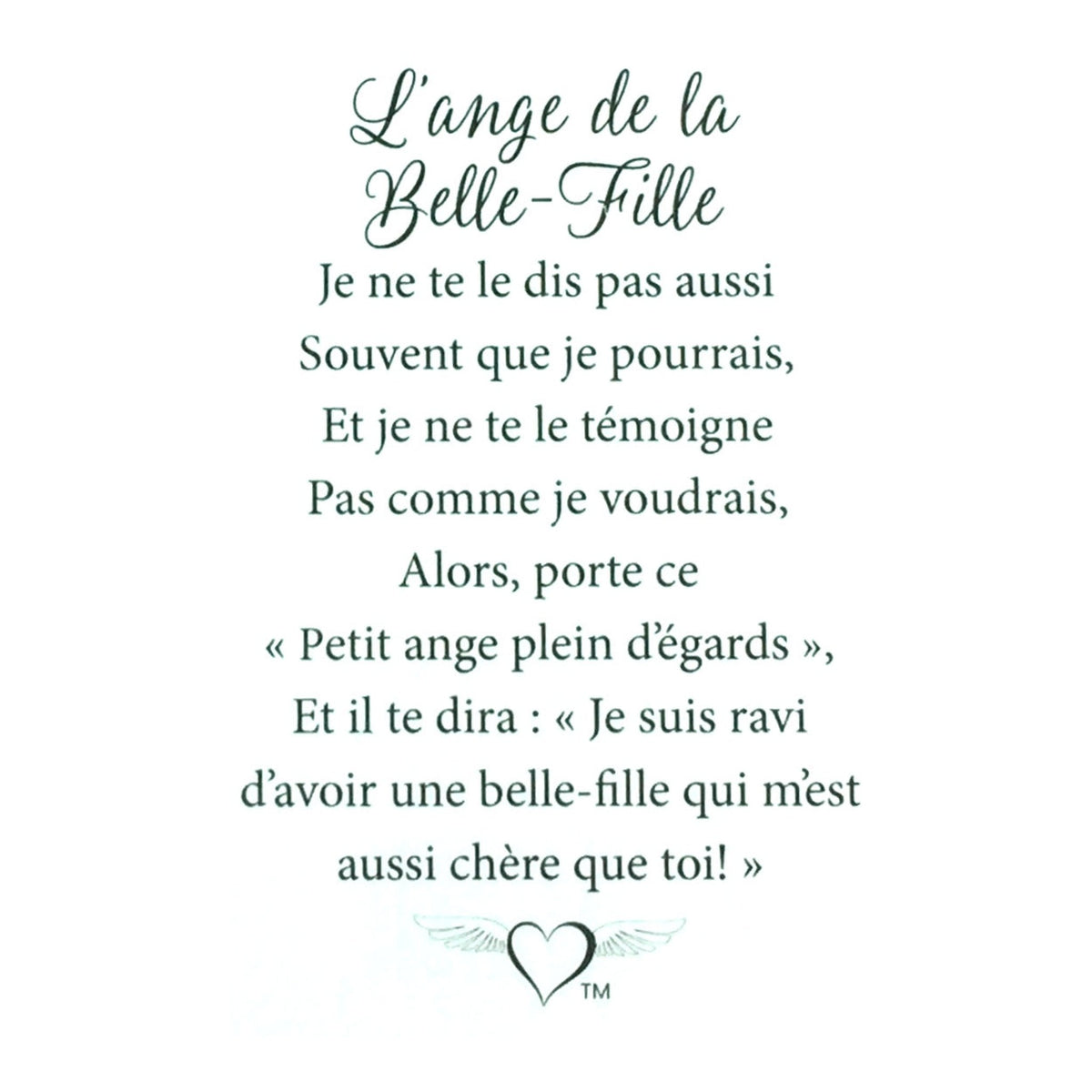 Message en français sur la carte de l’épinglette « Belle-fille ».