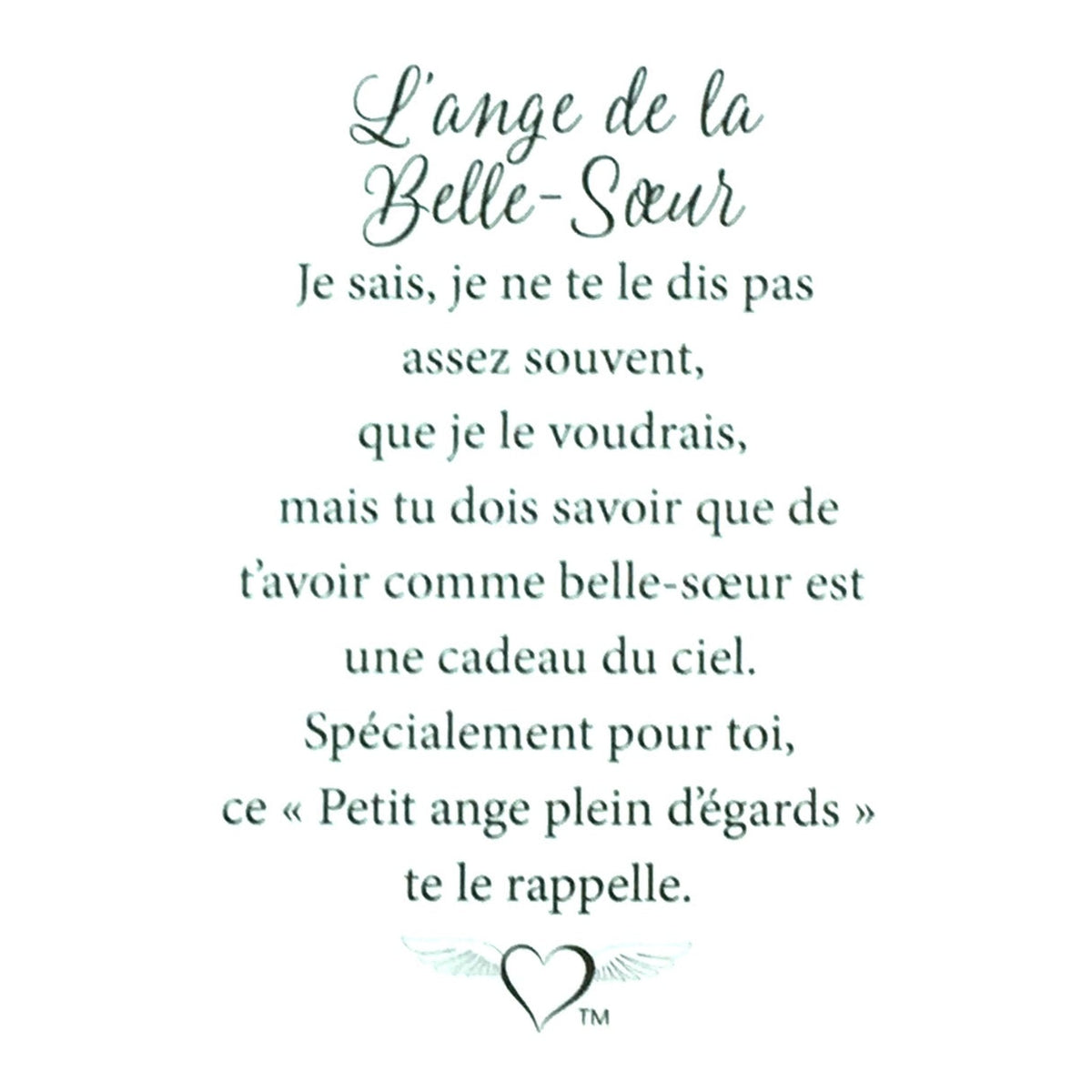 Message en français sur la carte de l’épinglette « Belle-sœur ».