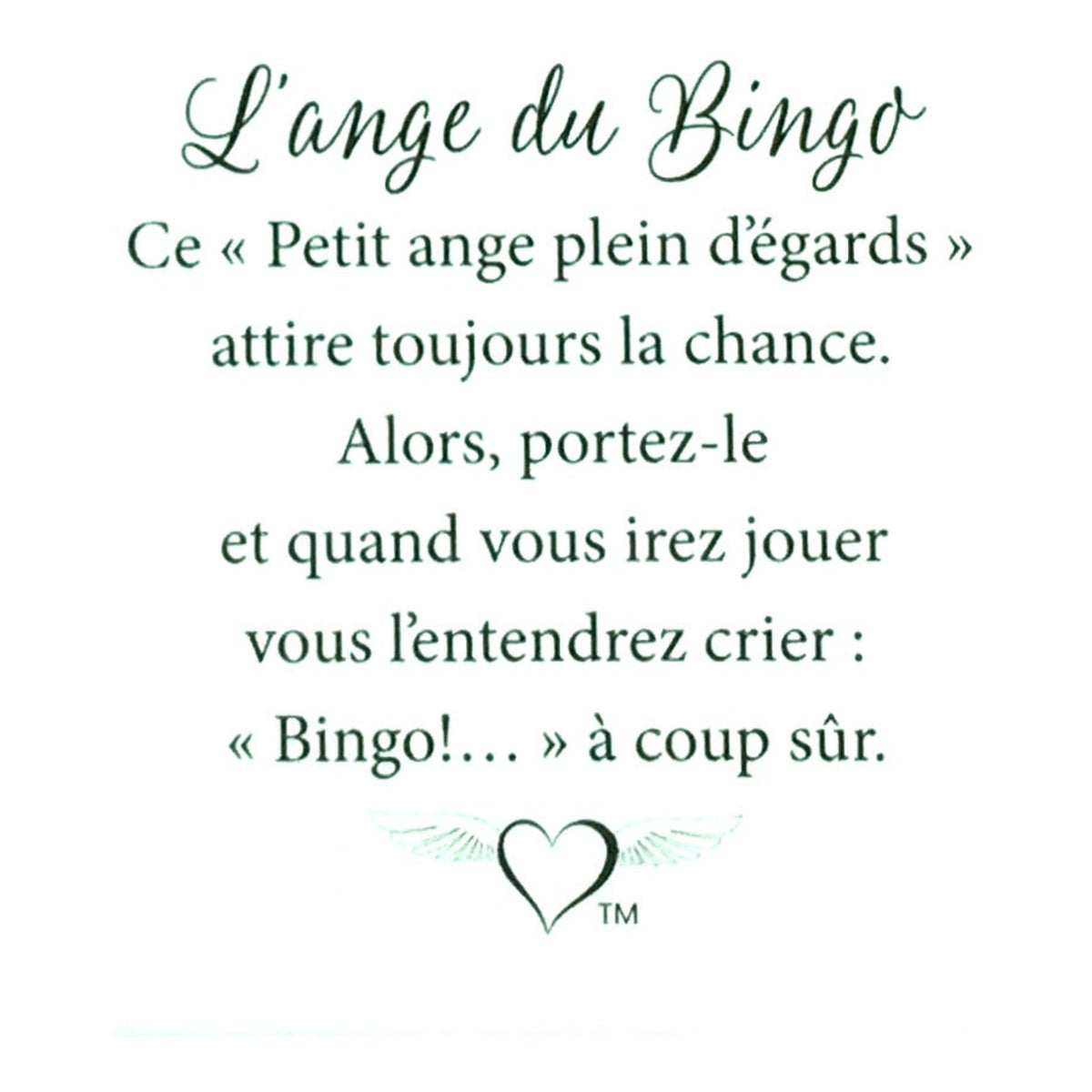 Message en français sur la carte de l’épinglette « Bingo ».