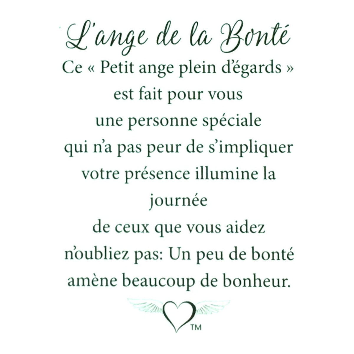 Message en français sur la carte de l’épinglette « Bonté ».