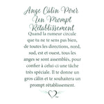 Message en français sur la carte de l’épinglette « Câlin pour un prompt rétablissement ».