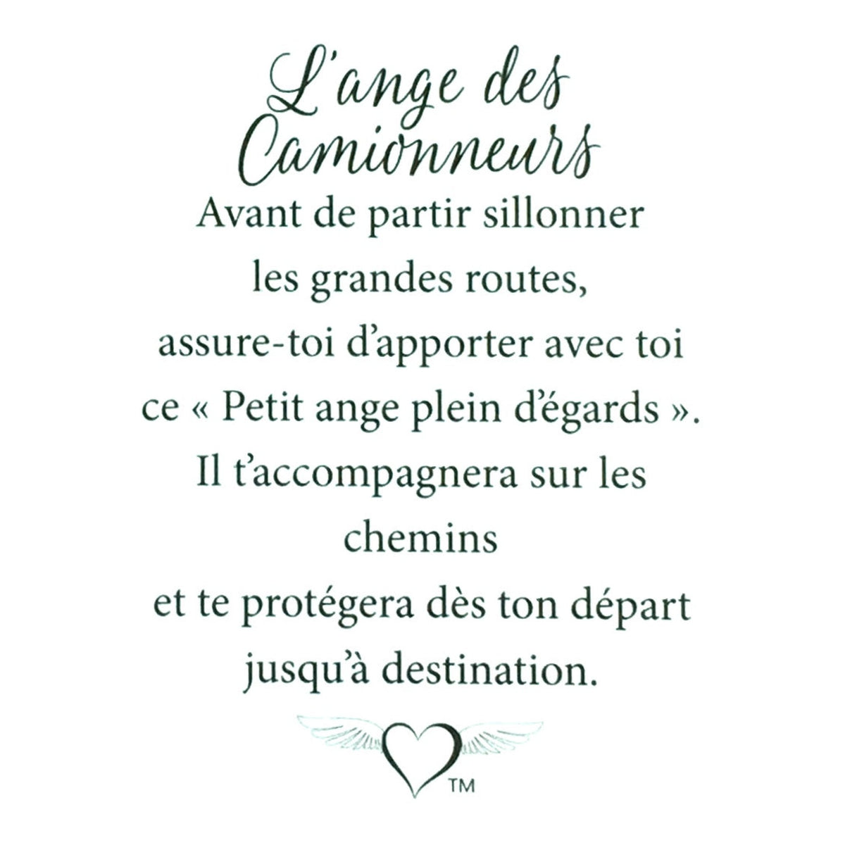 Message en français sur la carte de l’épinglette « Camionneurs ».