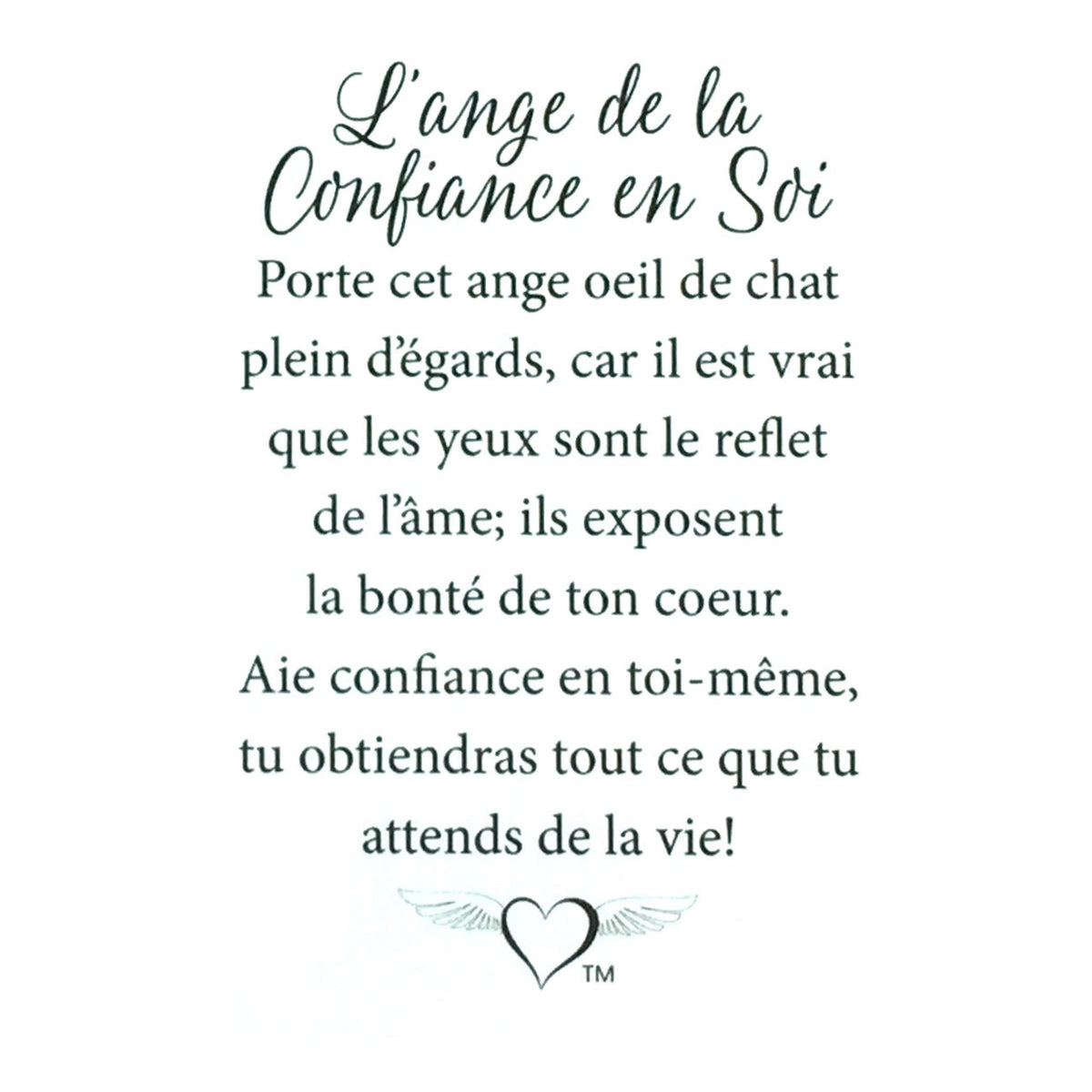 Message en français sur la carte de l’épinglette « Confiance en soi ».