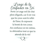 Message en français sur la carte de l’épinglette « Confiance en soi ».