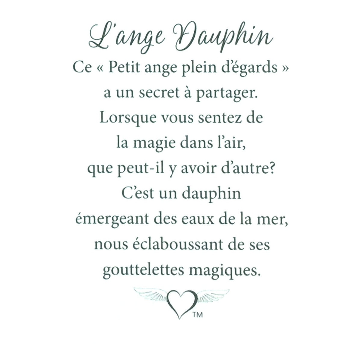 Message en français sur la carte de l’épinglette « Dauphin ».