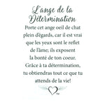 Message en français sur la carte de l’épinglette « Détermination ».