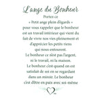 Message en français sur la carte de l’épinglette « Bonheur ».