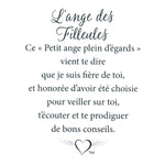 Message en français sur la carte de l’épinglette « Filleules ».