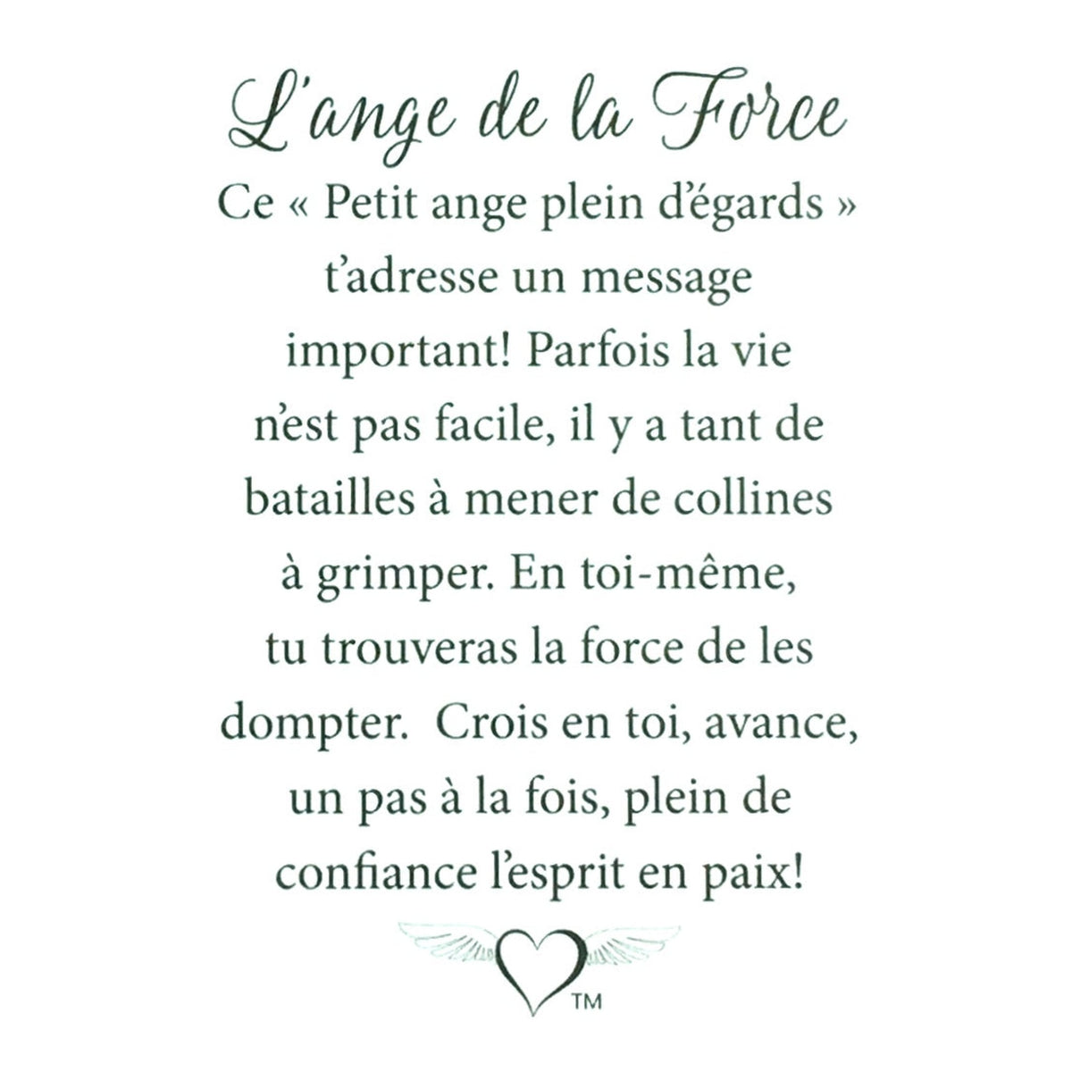 Message en français sur la carte de l’épinglette « Force ».