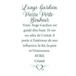 Message en français sur la carte de l’épinglette « Ange gardien – avril ».