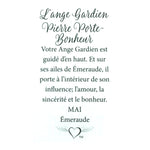 Message en français sur la carte de l’épinglette « Ange gardien – mai ».