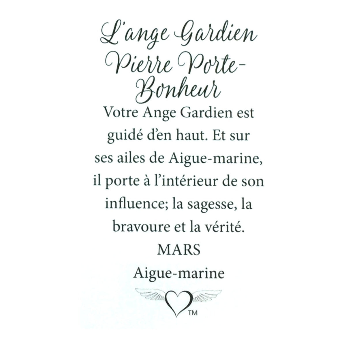 Message en français sur la carte de l’épinglette « Ange gardien – mars ».