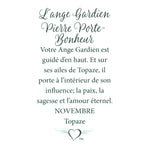 Message en français sur la carte de l’épinglette « Ange gardien – novembre ».
