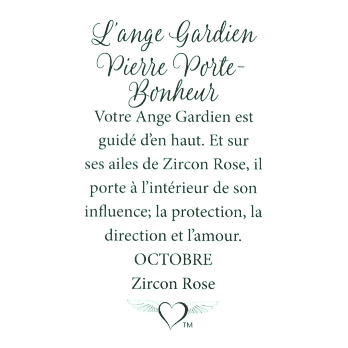 Message en français sur la carte de l’épinglette « Ange gardien – octobre ».