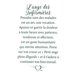 Message en français sur la carte de l’épinglette « Infirmières ».