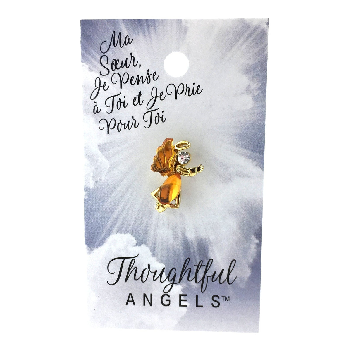 Épinglette « Ma sœur, je pense à toi et je prie pour toi » de la collection Thoughtful Angels.