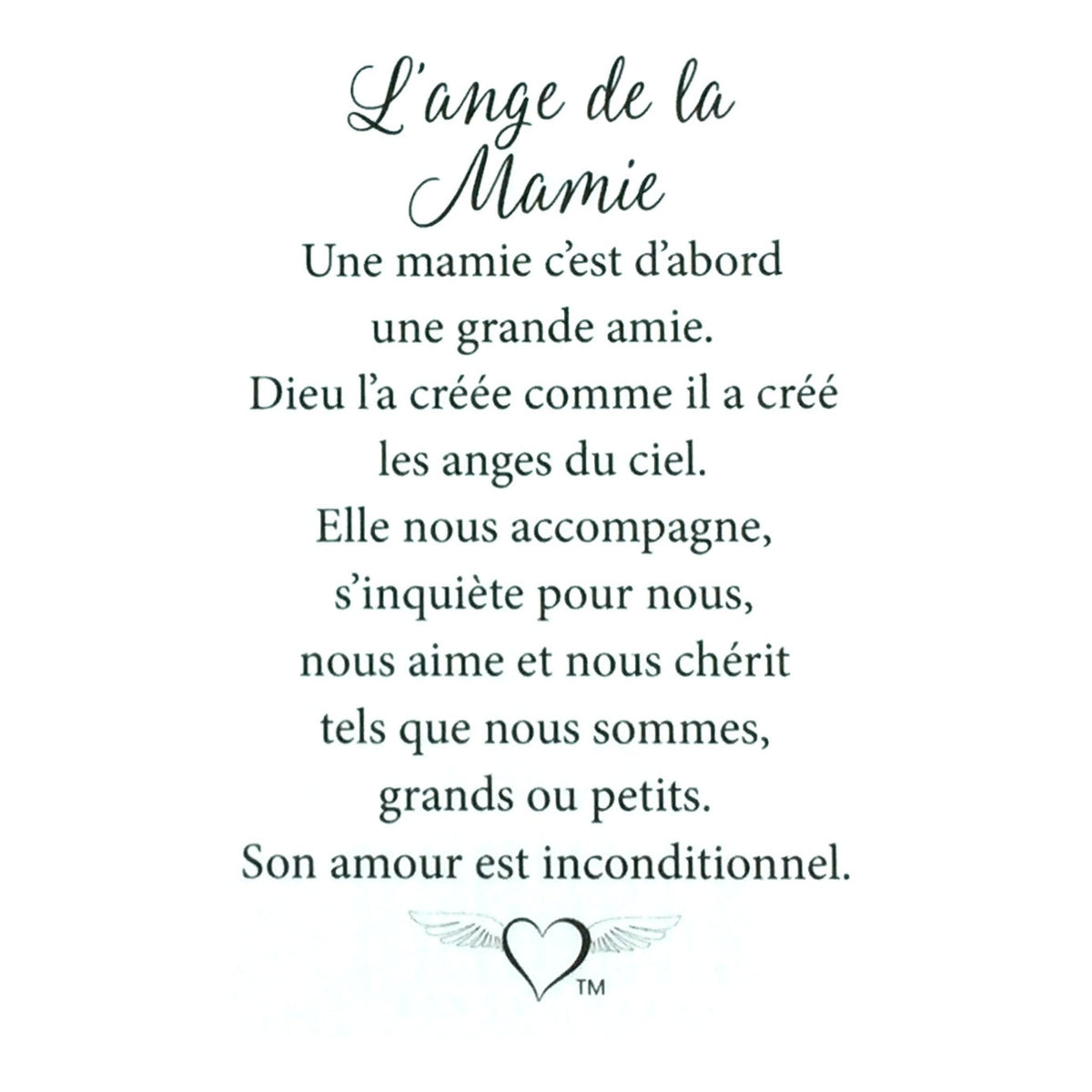 Message en français sur la carte de l’épinglette « Mamie ».