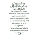 Message en français sur la carte de l’épinglette « Meilleure amie du monde ».