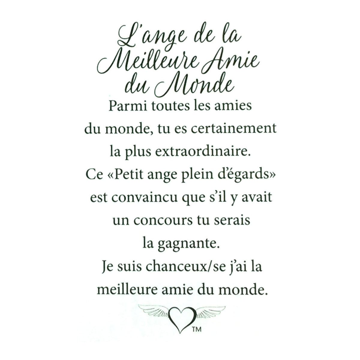 Message en français sur la carte de l’épinglette « Meilleure amie du monde ».
