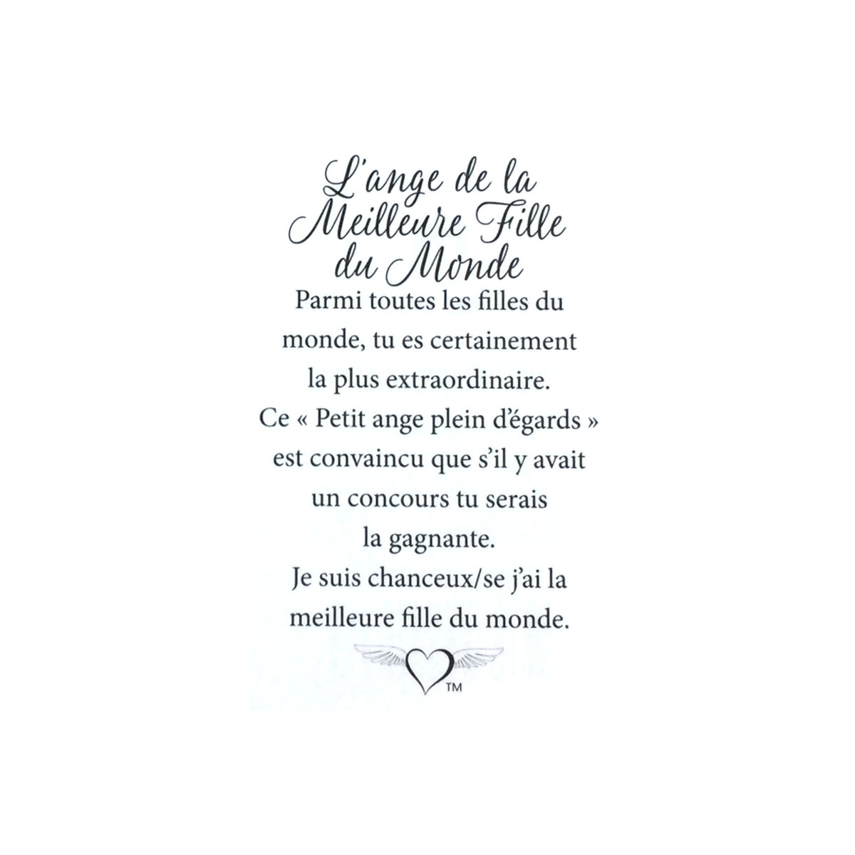 Épinglette ange « Meilleure fille du monde » — message en français.
