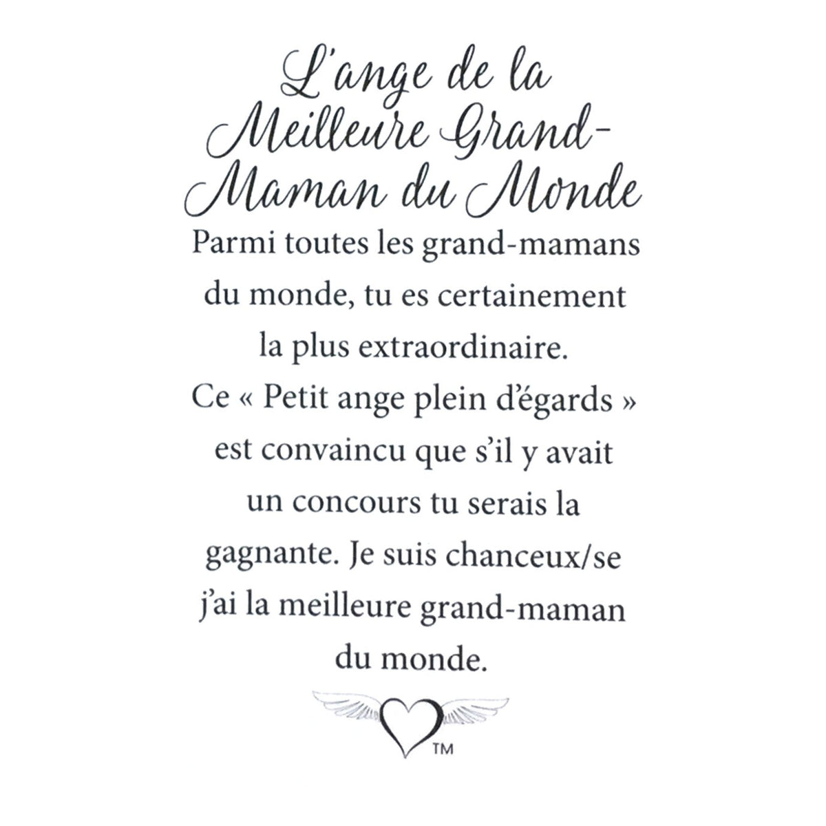 Message en français sur la carte de l’épinglette « Meilleure grand-maman du monde ».