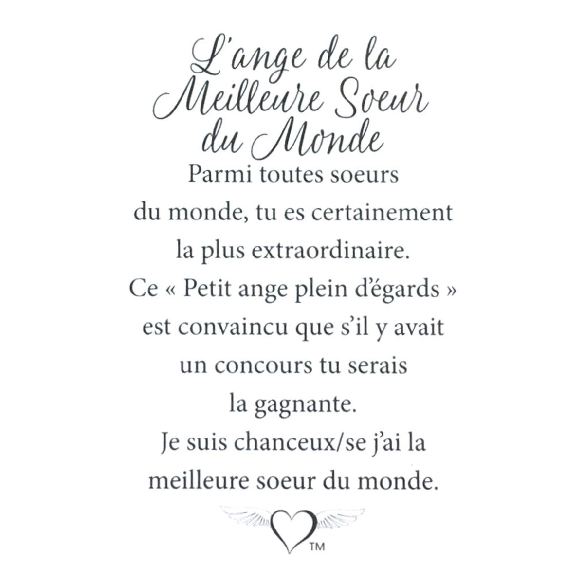 Message en français sur la carte de l’épinglette « Meilleure sœur du monde ».