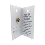 Carte ouverte de l’épinglette « Meilleure sœur du monde », avec son message en français.