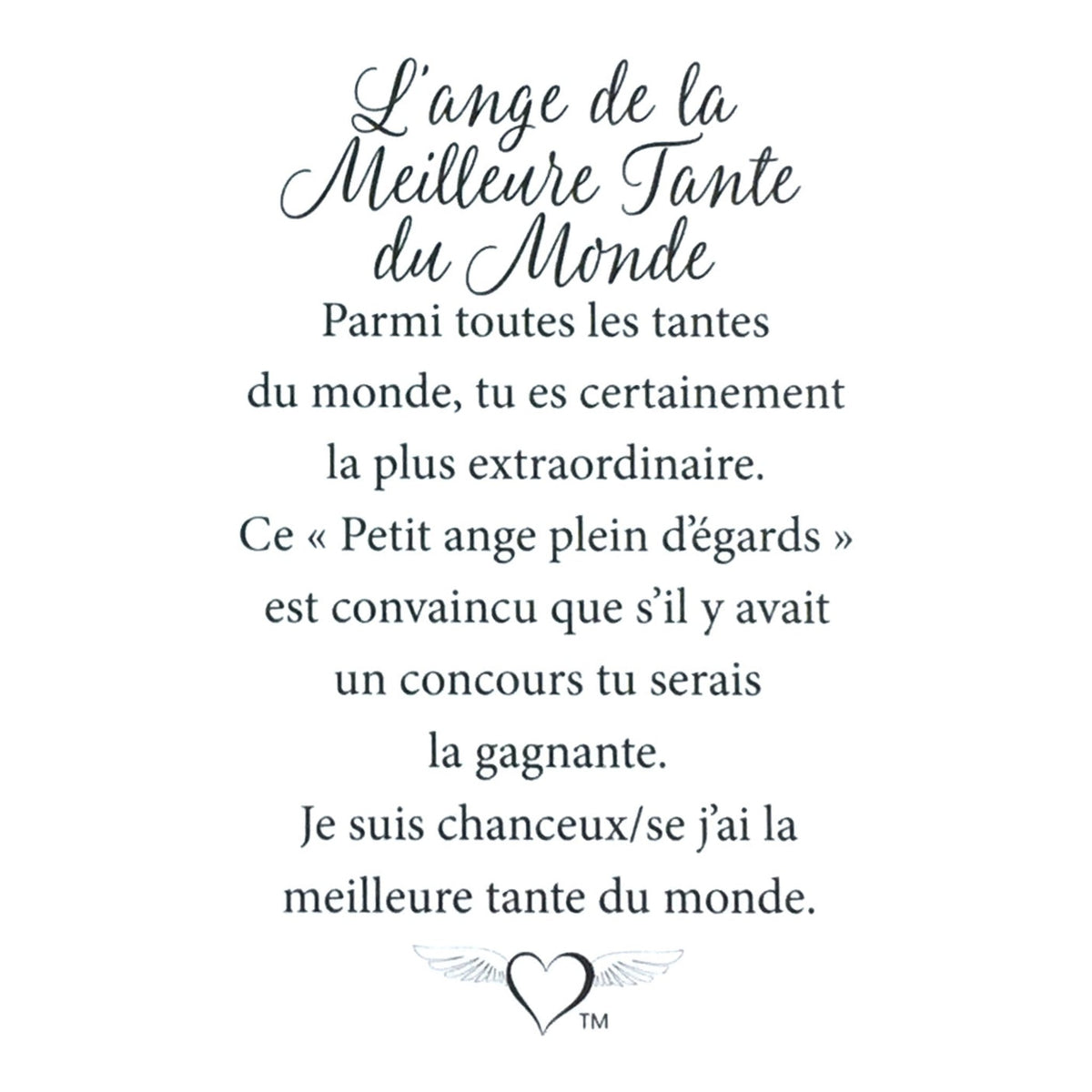 Message en français sur la carte de l’épinglette « Meilleure tante du monde ».