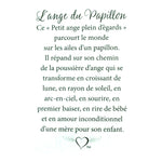 Message en français sur la carte de l’épinglette « Papillon ».
